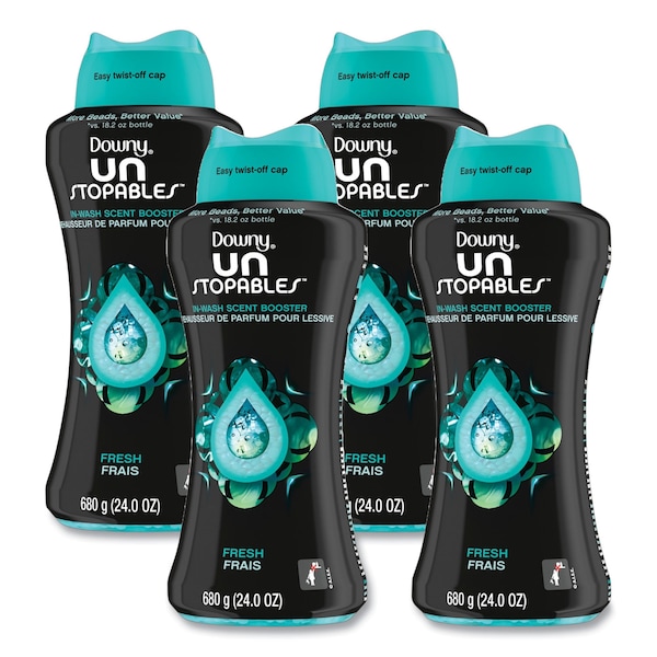 Downy Unstopables In-Wash Scent Booster Beads, Fresh Scent, 24 oz Pour Bottle, 4PK 80730043 - main